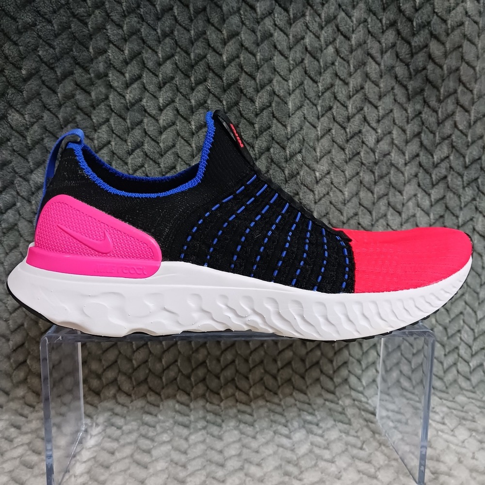Nike React Phantom Run Flyknit 2 Black Bright Crimson Womens Running Shoe Sz 8.5 - Picture 8 of 14